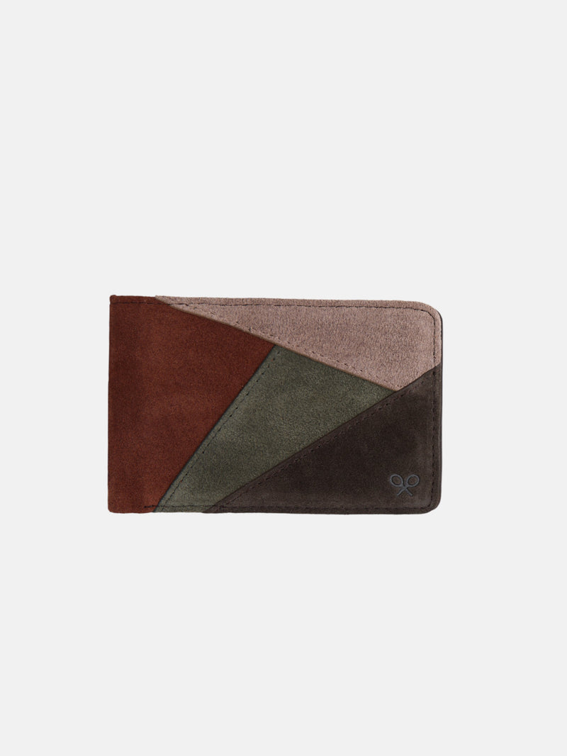 Multicolor brown suede wallet