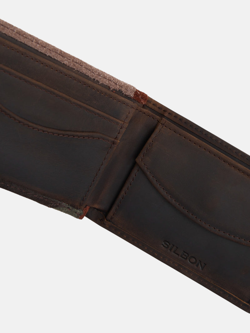 Multicolor brown suede wallet