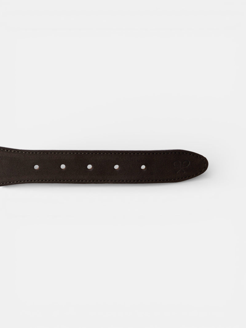 Brown leather belt with ethnic pattern