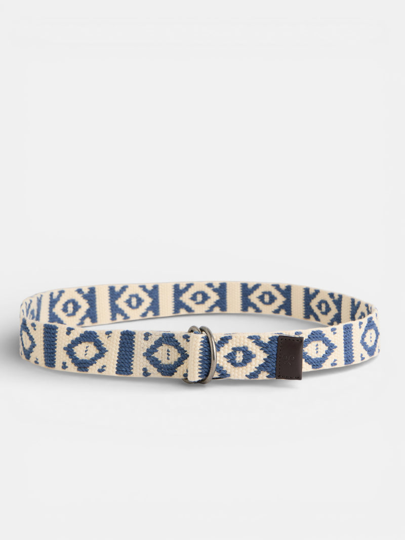 Cinturon doble hebilla crema azul