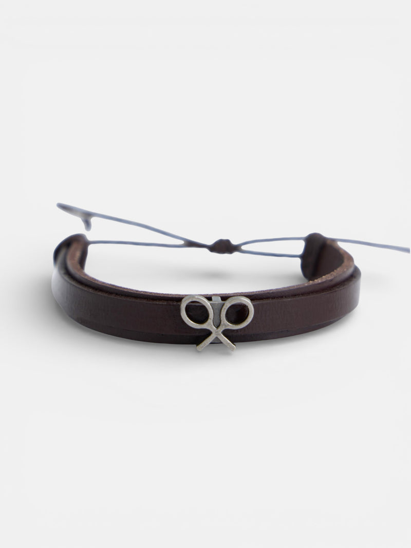 Brown leather racket bracelet
