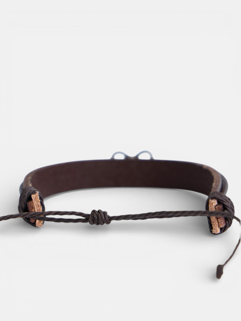 Brown leather racket bracelet
