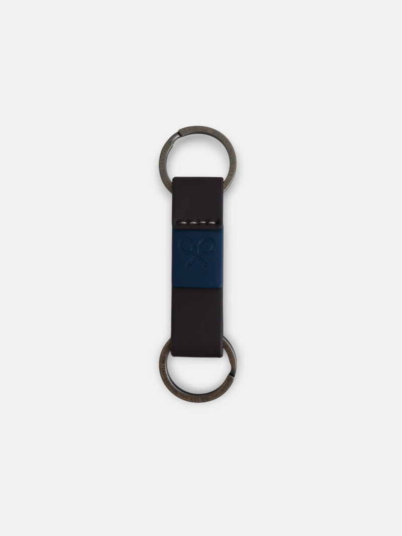 Brown double ring keychain