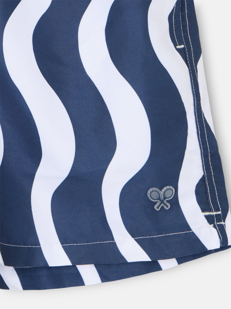 Maillot de bain bicolore bleu vagues