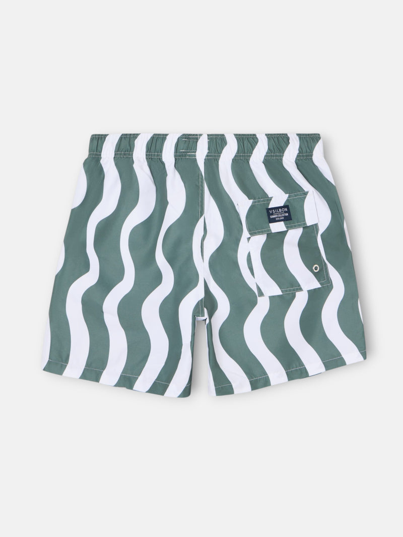 Maillot de bain bicolore vert à vagues