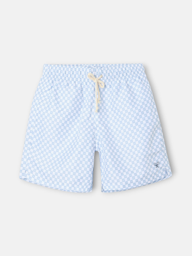 Maillot de bain à petits carreaux bleu clair