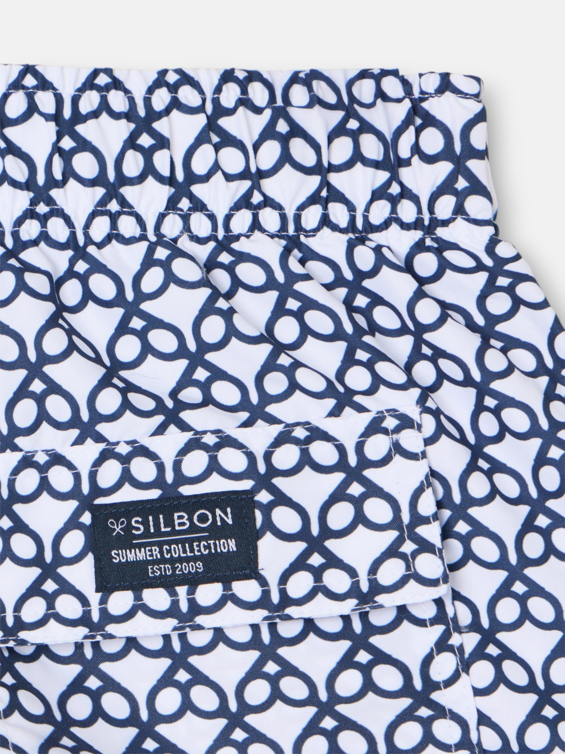 Bañador raquetas geometric azul marino