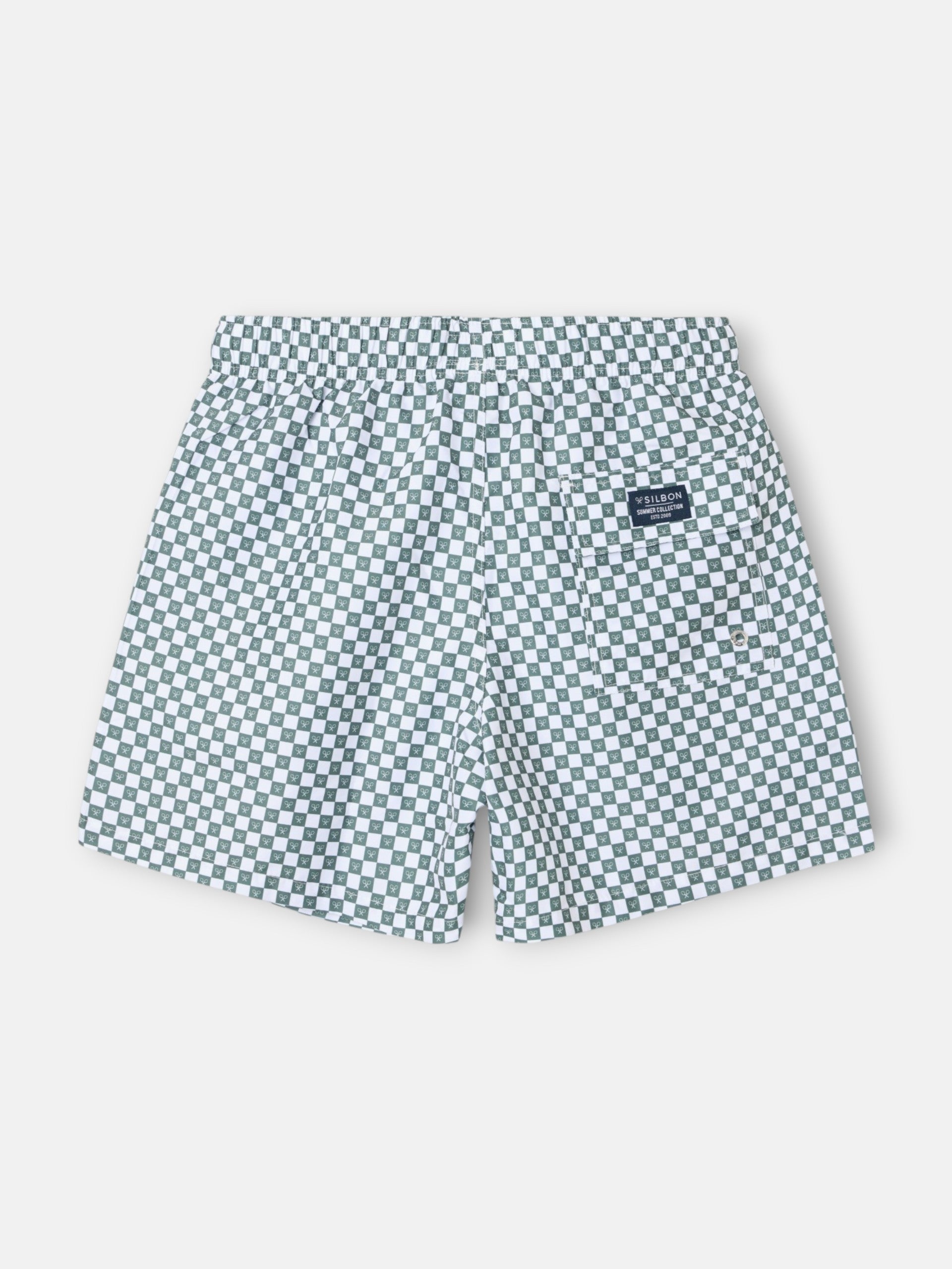 Green mini-check swimsuit