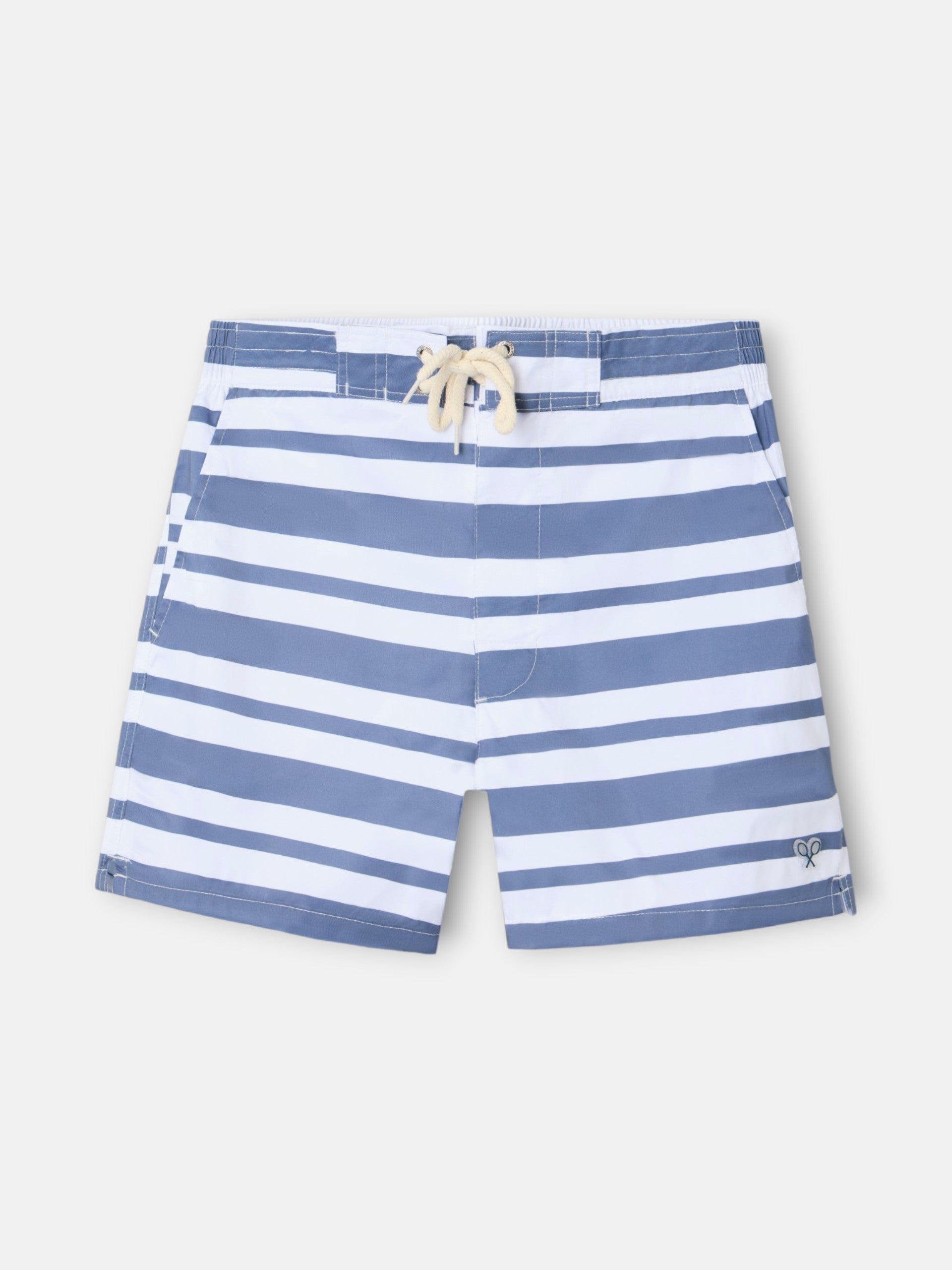 Maillot de bain de surfeur à rayures bleues bicolores