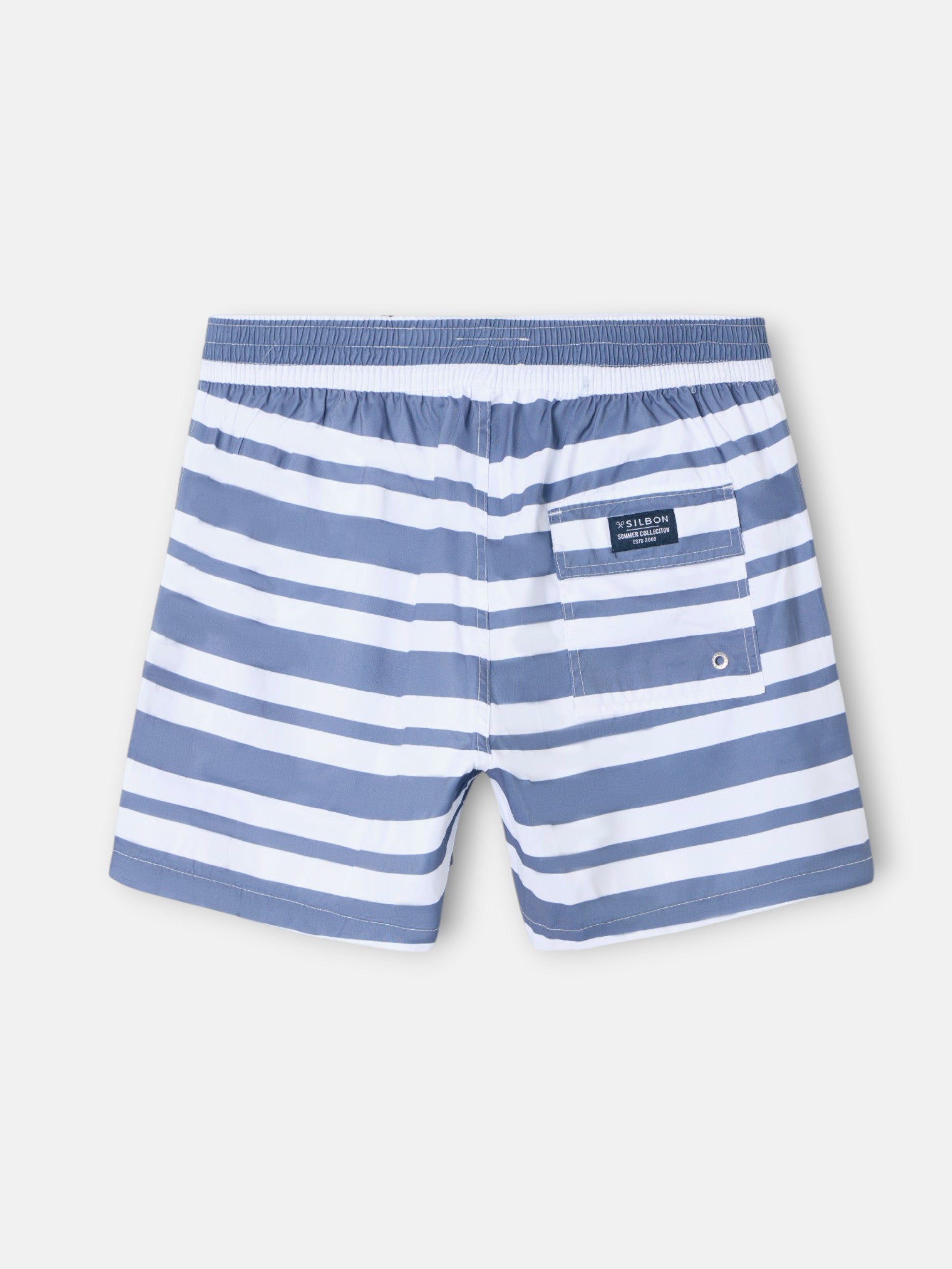 Maillot de bain de surfeur à rayures bleues bicolores