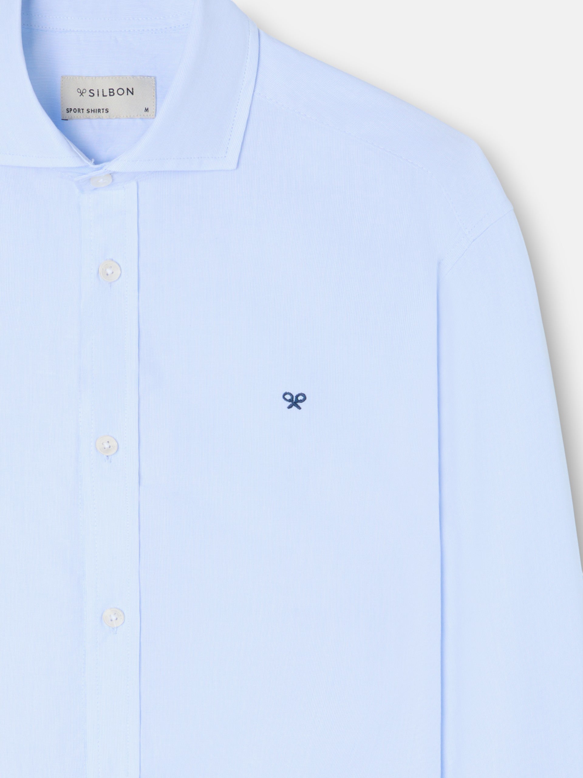 Light blue multi-striped classic sport shirt