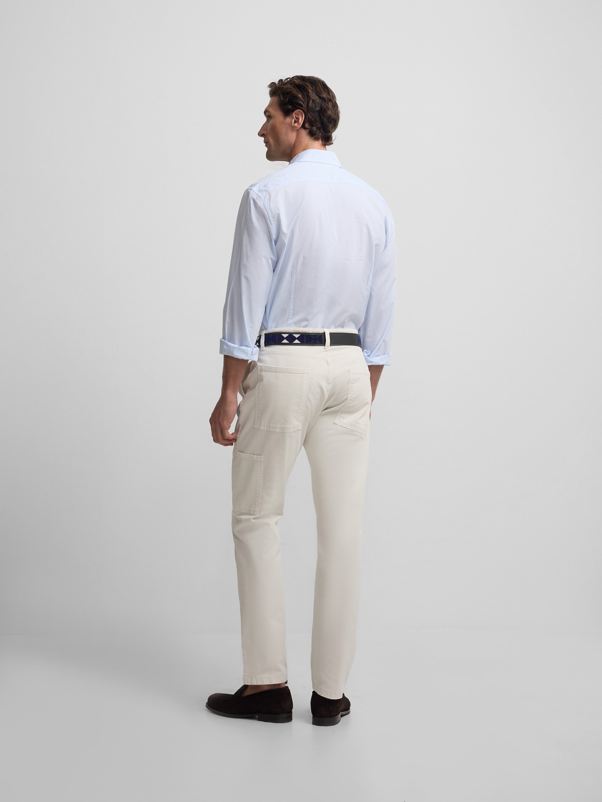 Camisa sport clássica xadrez azul-claro