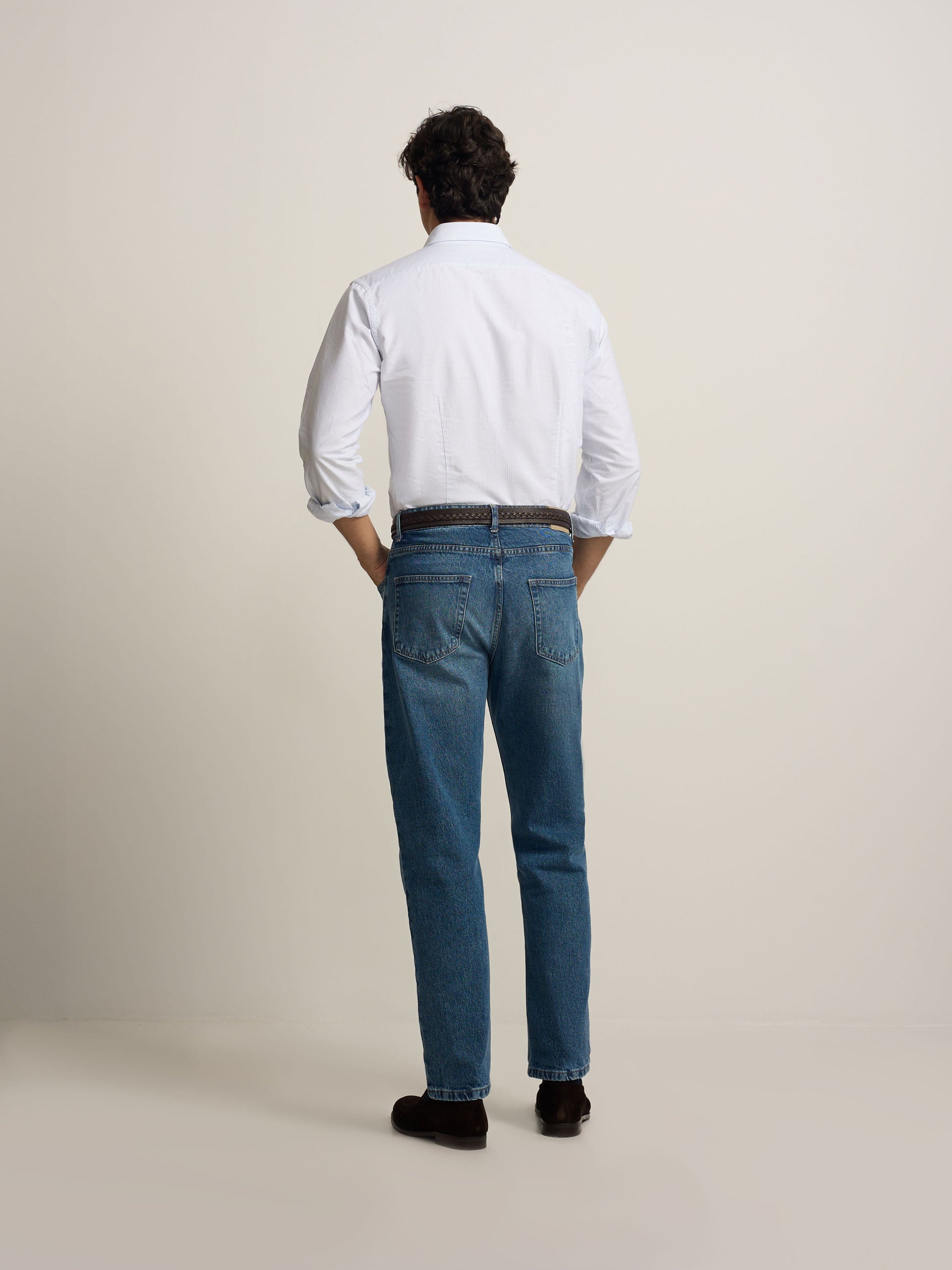 Camisa sport classic rayas celestes