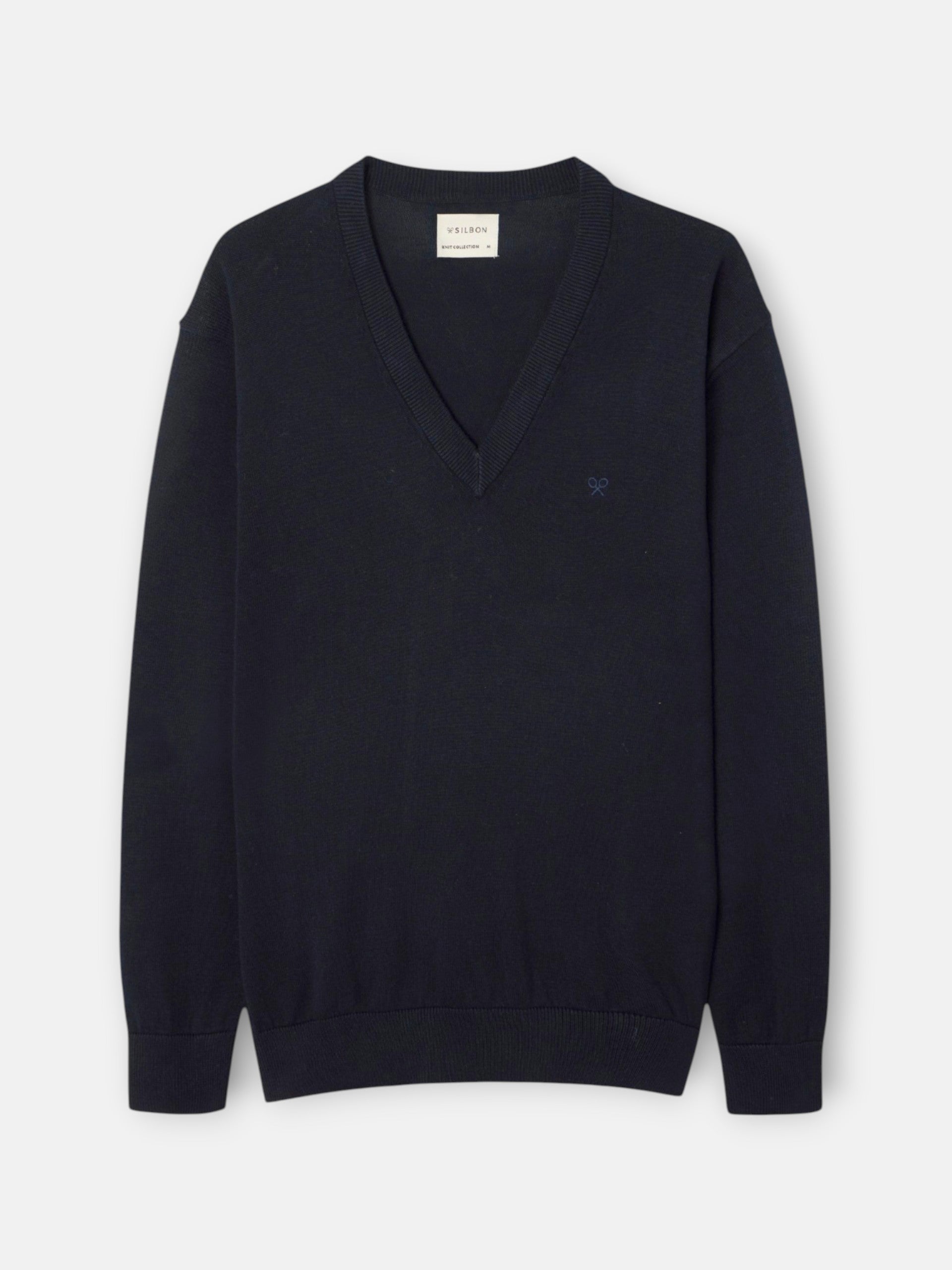 Navy blue V-neck business sweater