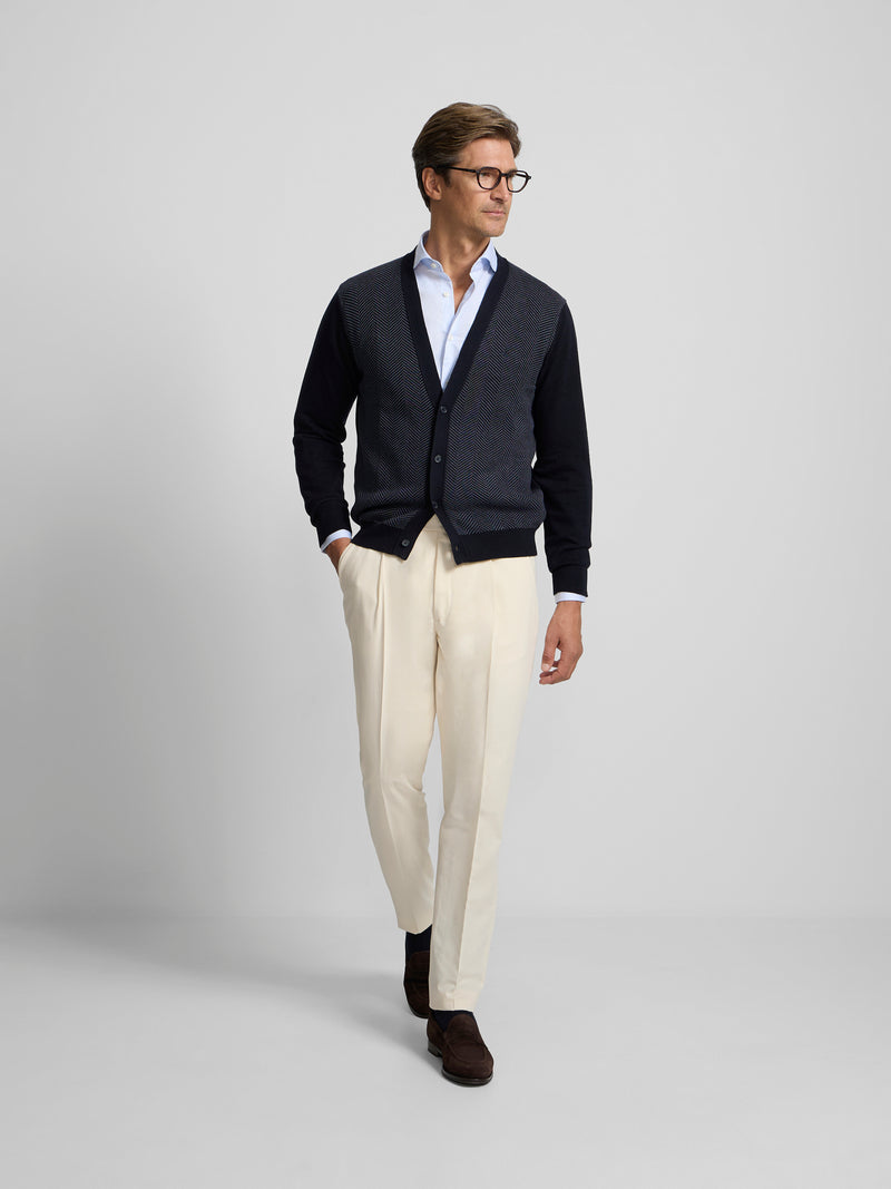 Cardigan espiga business azul marino