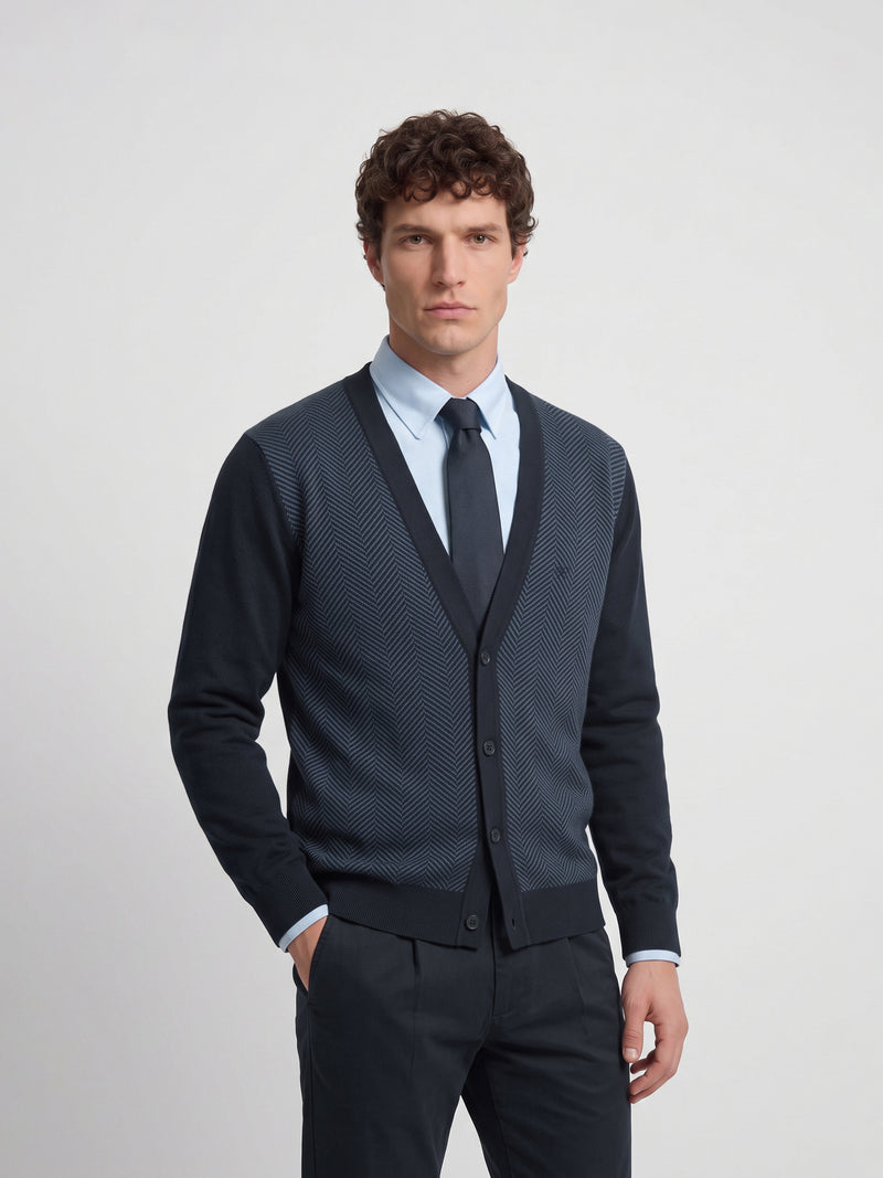 Cardigan espiga business azul marino