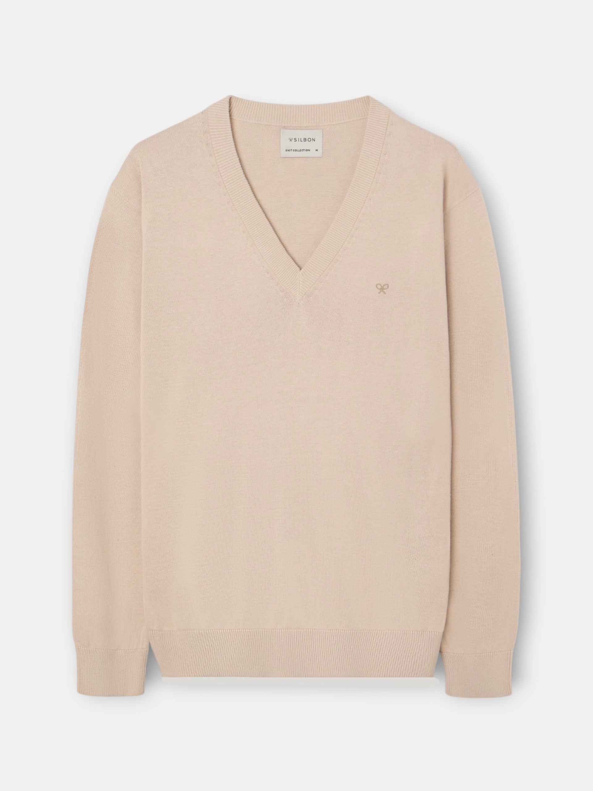 Beige business V-neck sweater