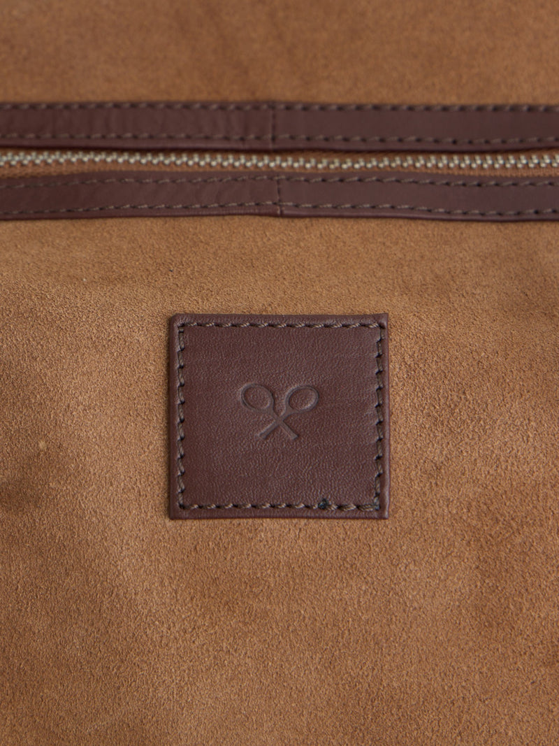Dark brown leather business travel bag