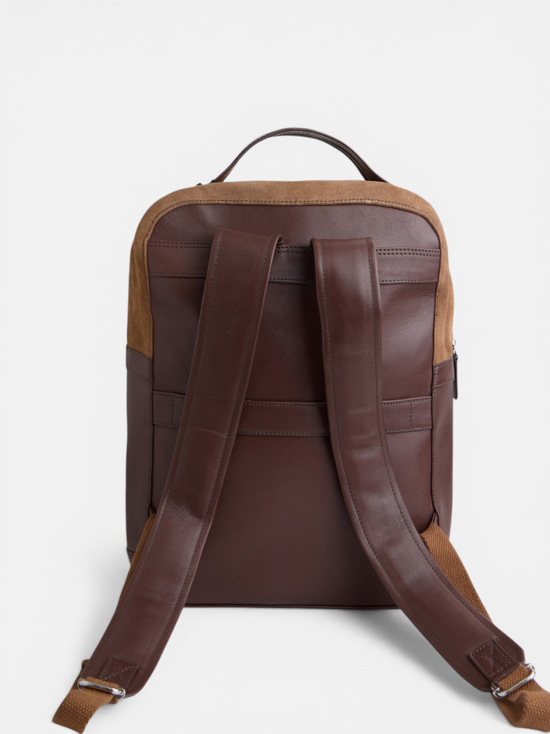 Dark brown leather business backpack