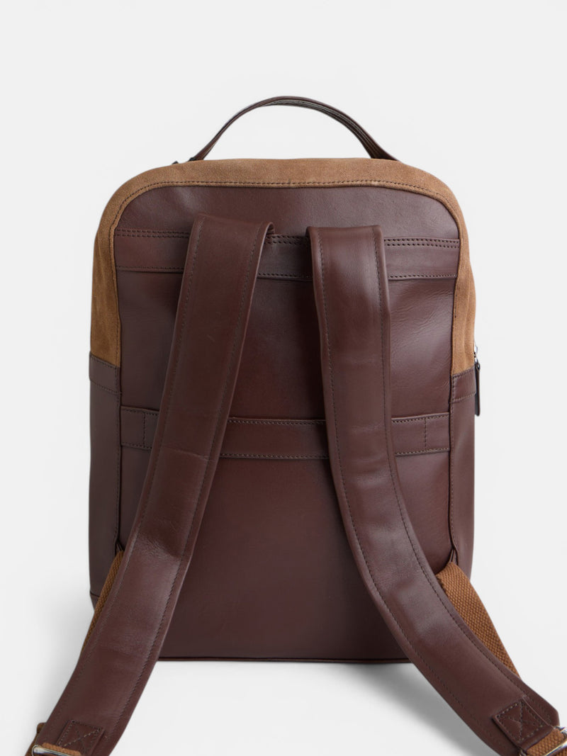 Dark brown leather business backpack