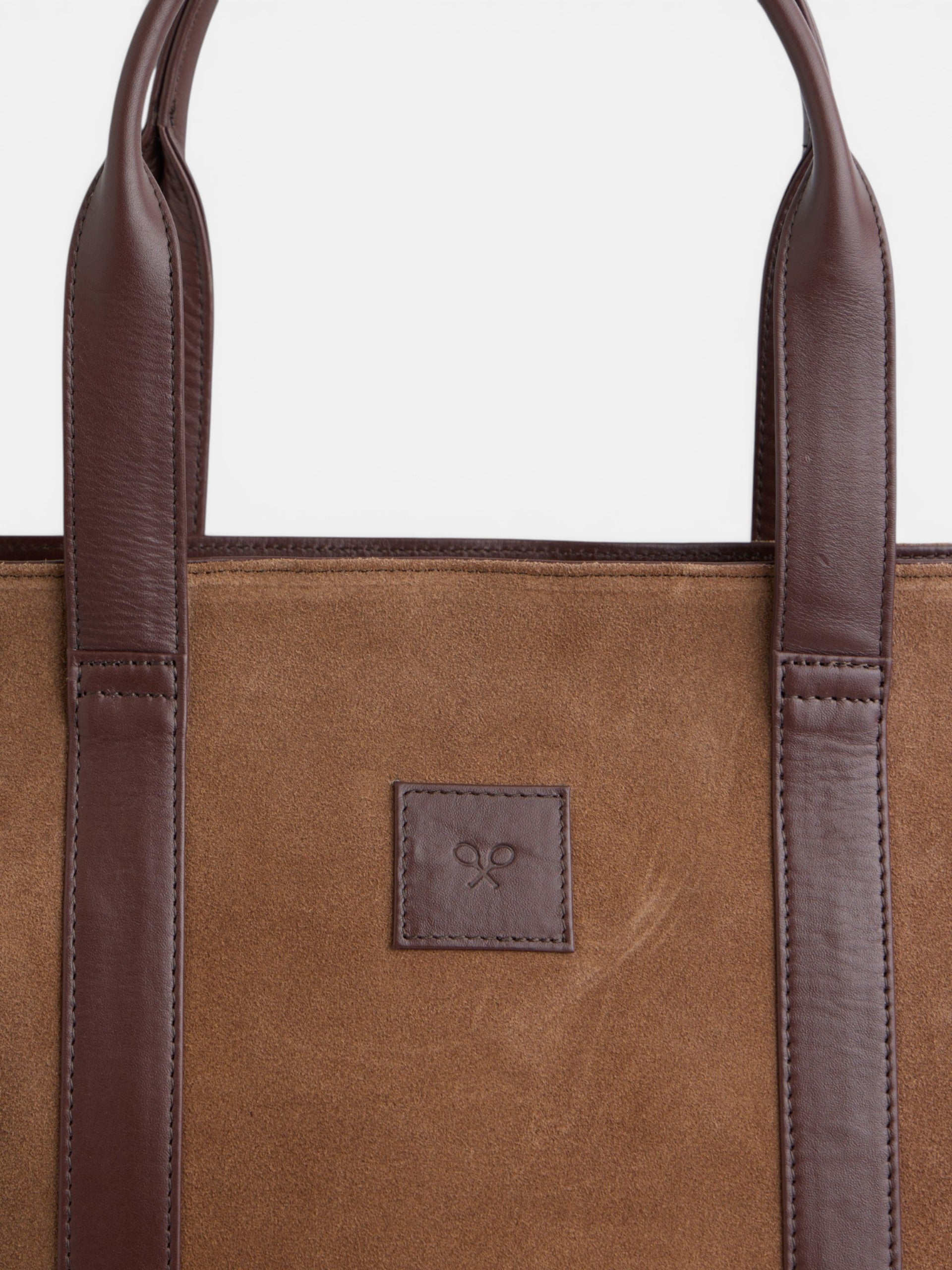Dark brown leather business tote bag