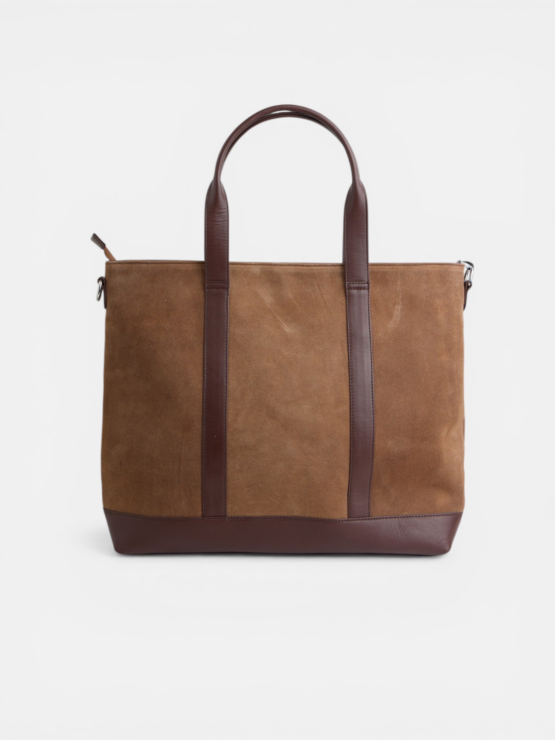 Dark brown leather business tote bag