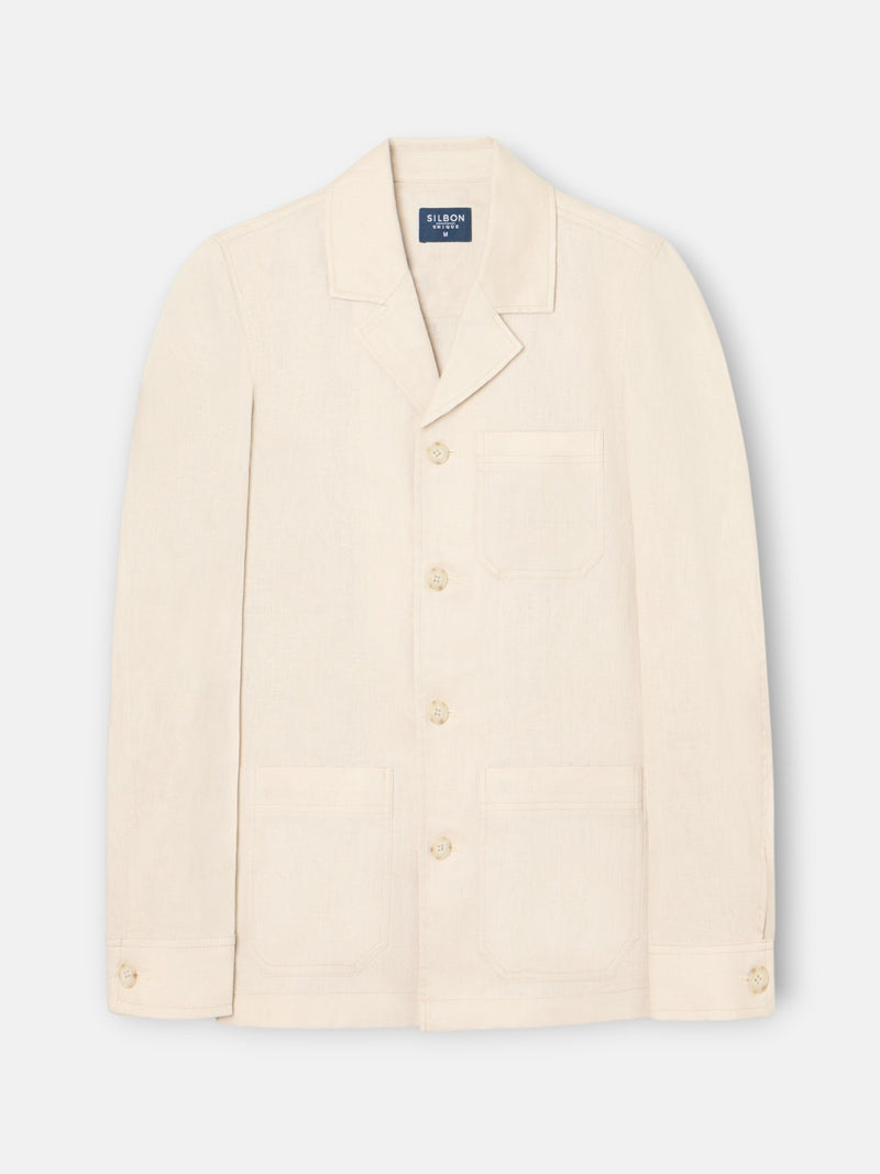 Surchemise unique en lin avec poches beige
