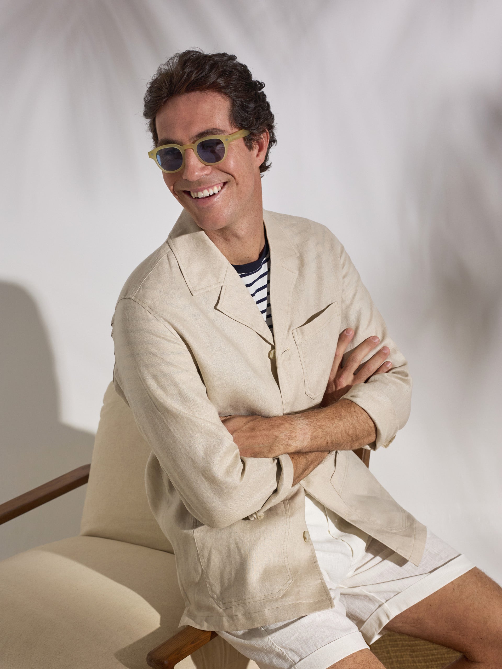 Sobrecamisa unique lino bolsillos beige