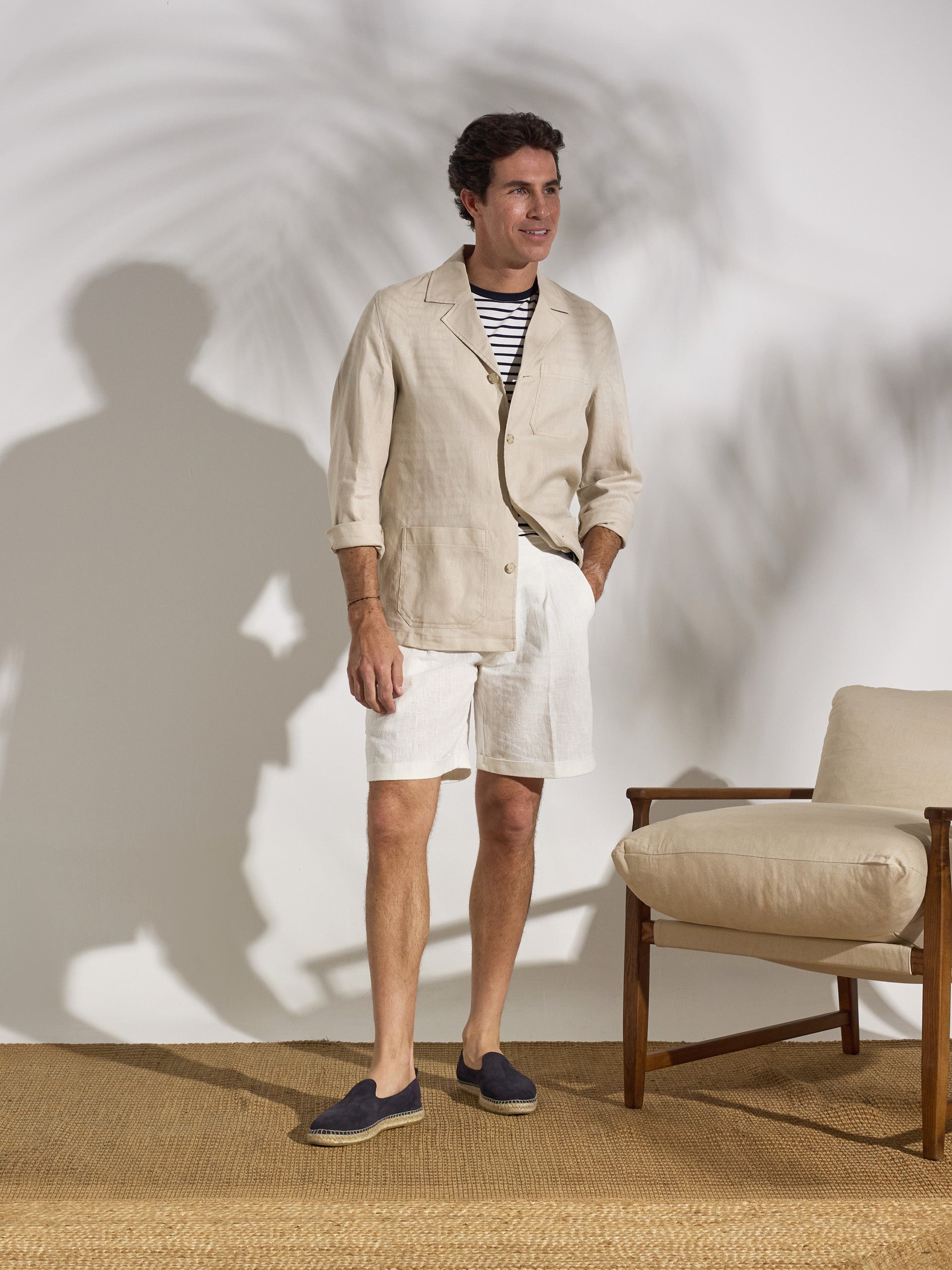 Sobrecamisa unique lino bolsillos beige