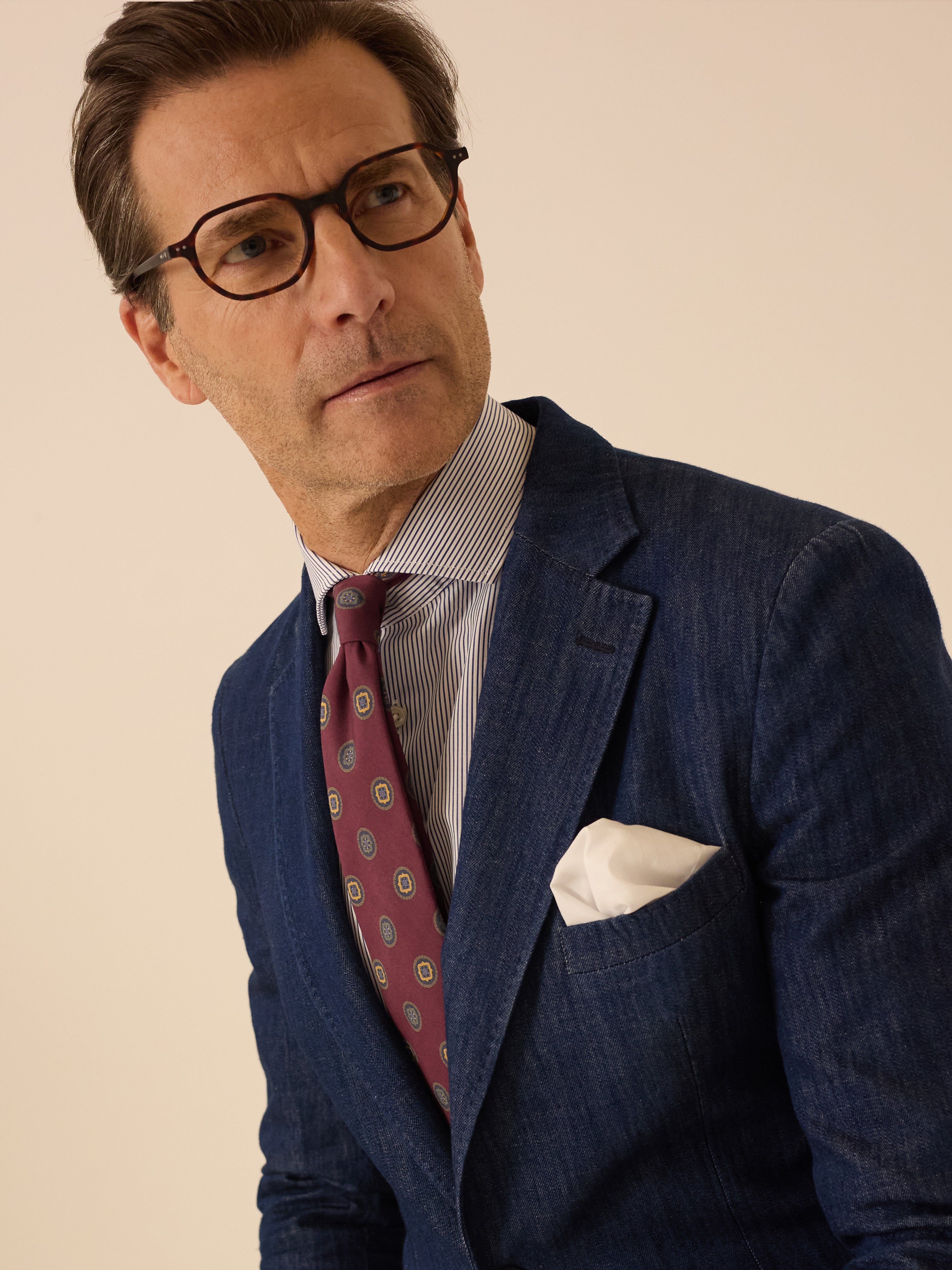 Blazer en denim bleu délavé moyen style américain