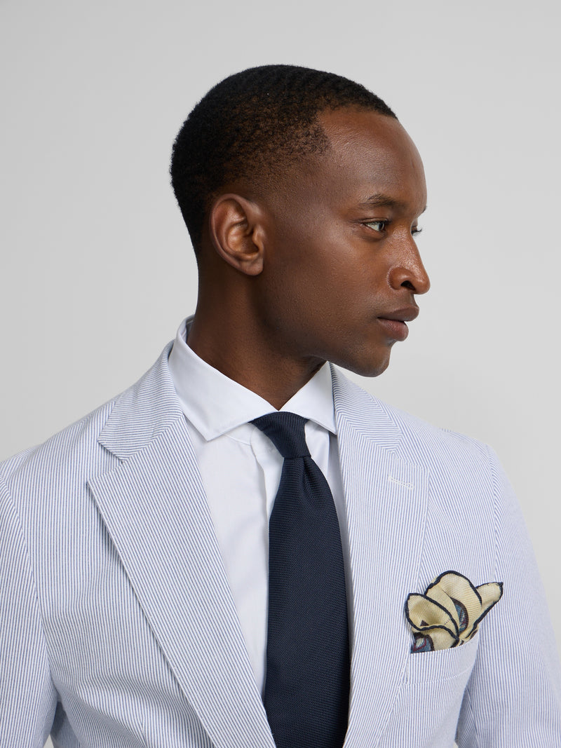 Blue striped seersucker blazer