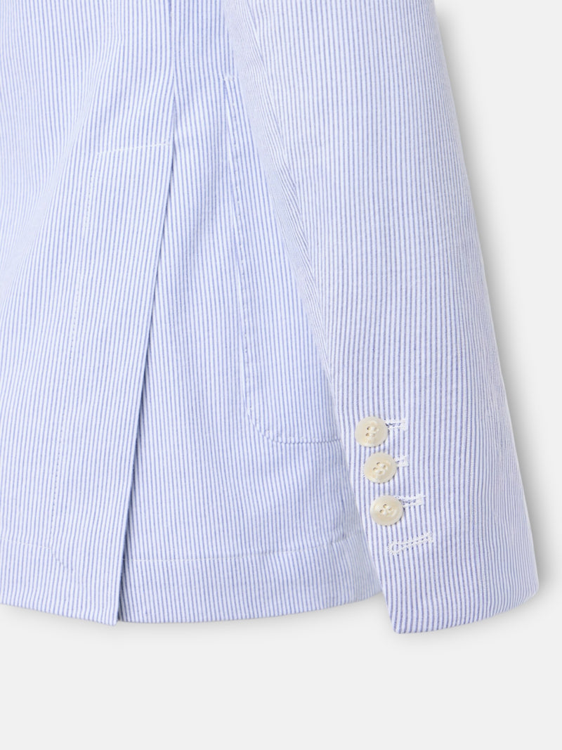 Blue striped seersucker blazer