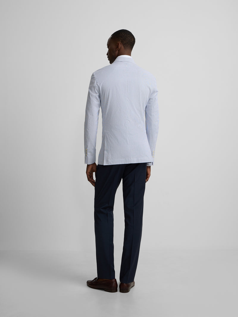 Blue striped seersucker blazer