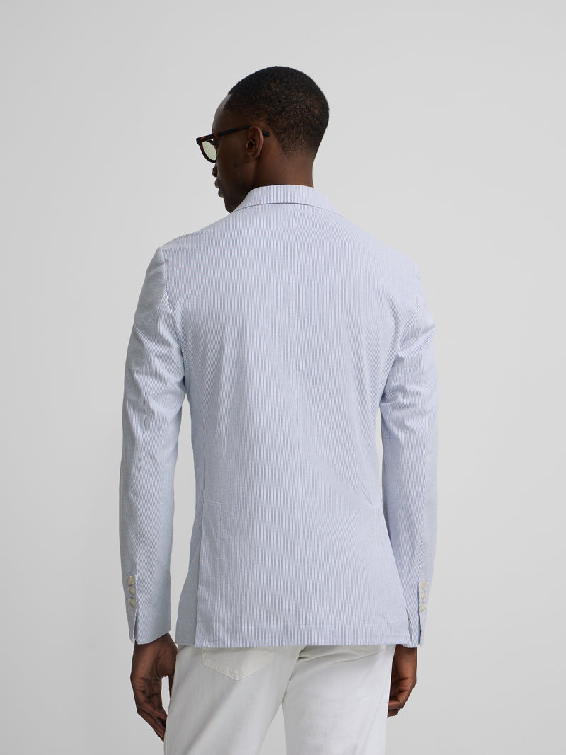 Blue striped seersucker blazer