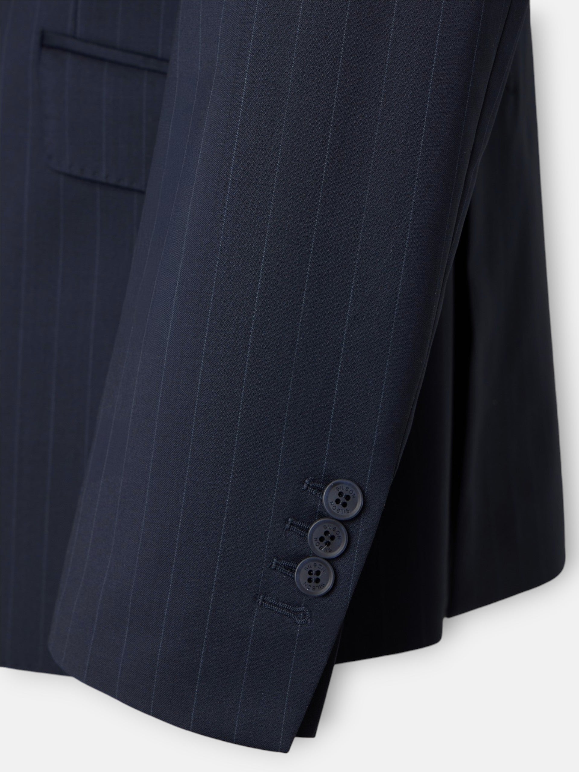 Veste de costume bleu marine à fines rayures