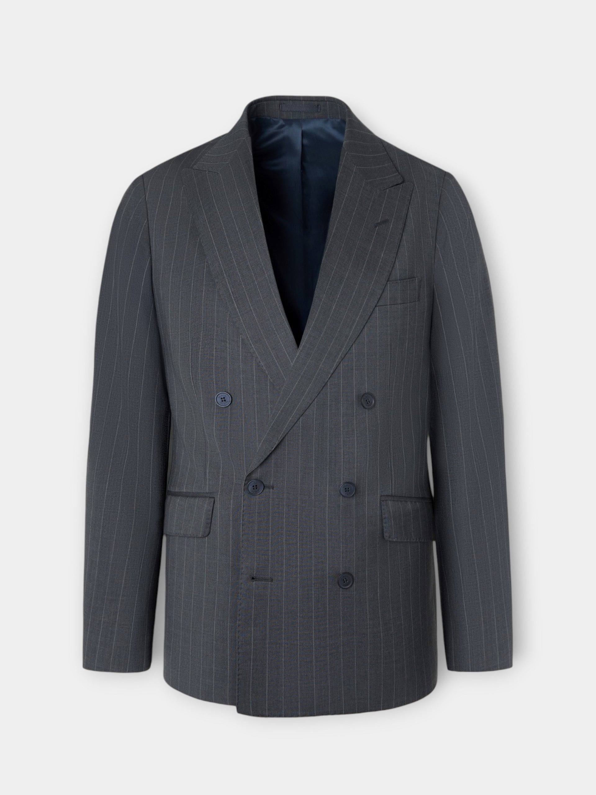 Americana traje cruzado raya diplomatica gris