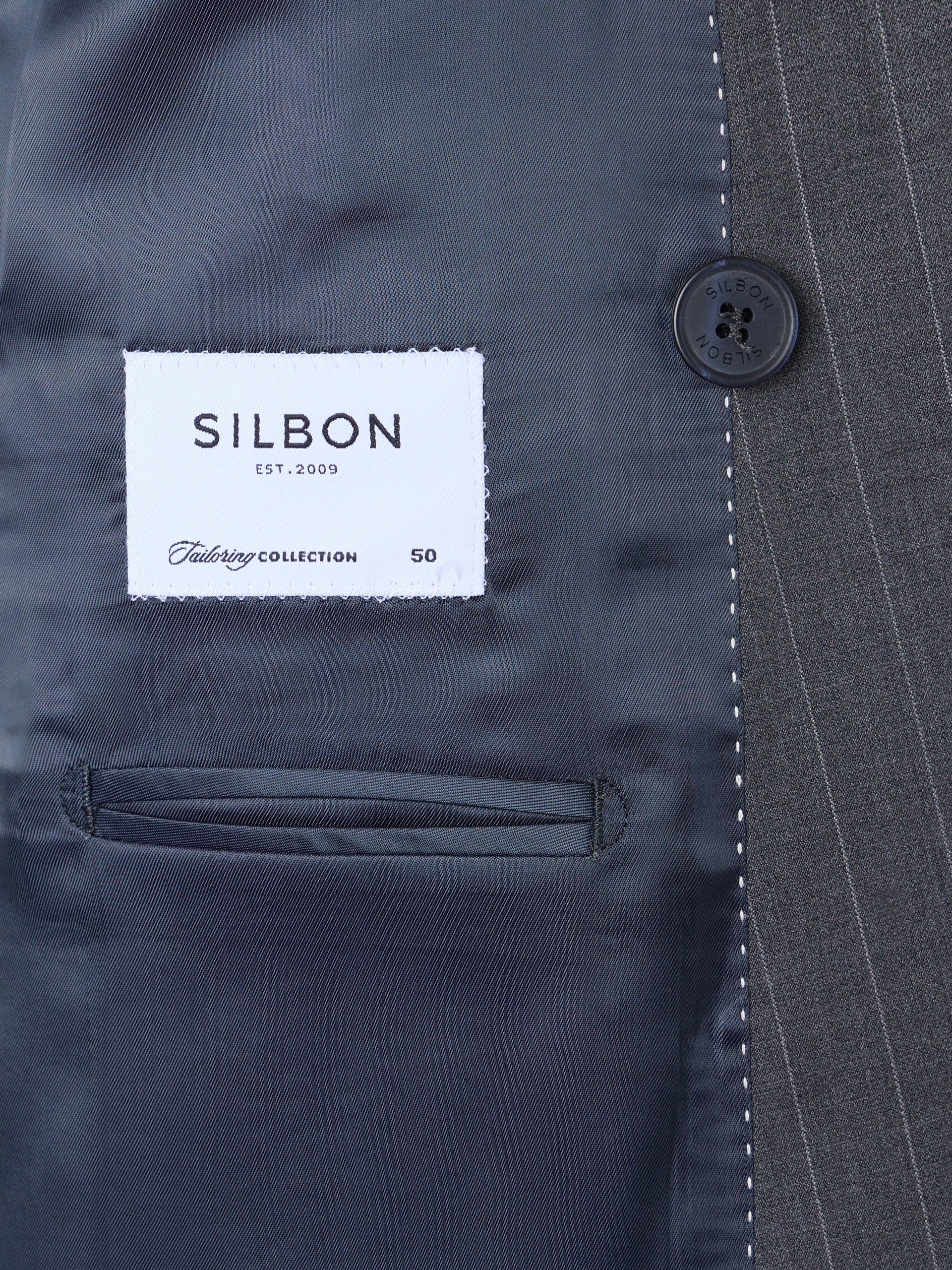 Veste croisée à rayures diplomate grise