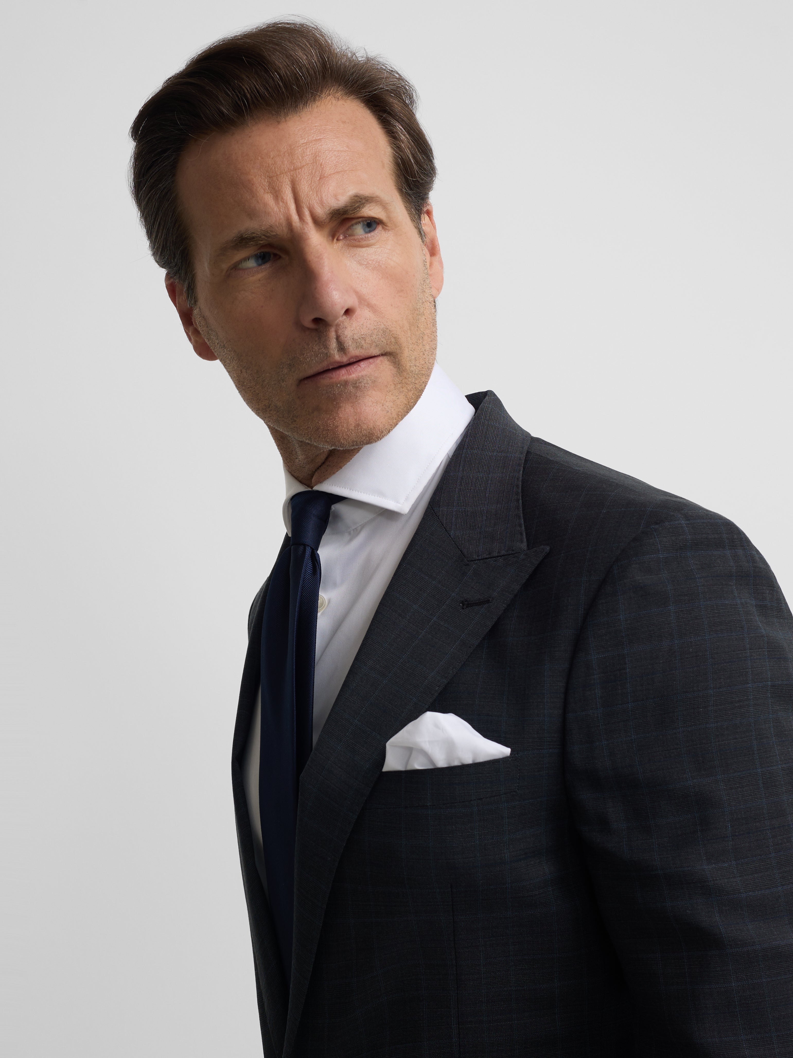 Gray prince of wales suit jacket