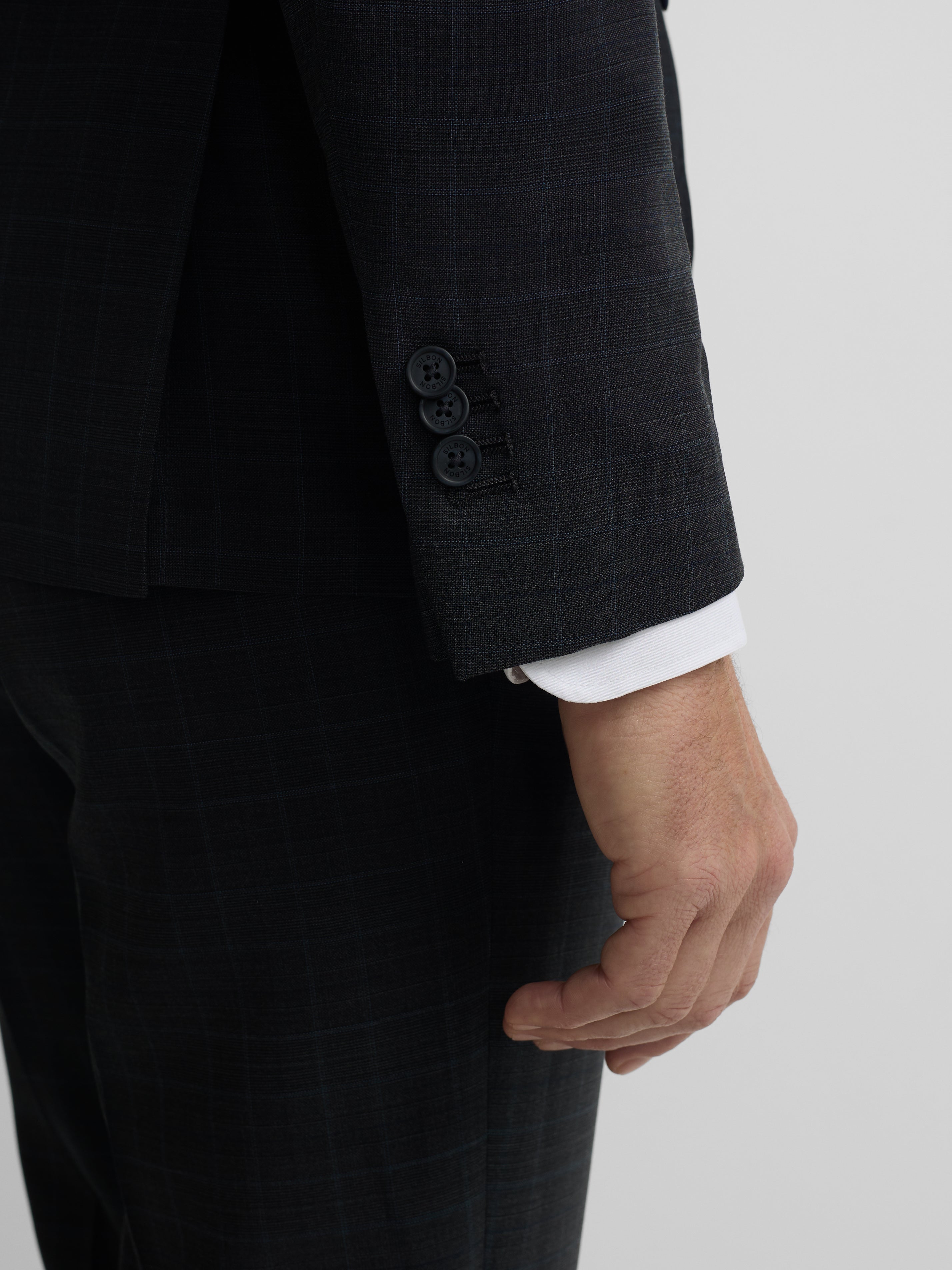 Gray prince of wales suit jacket