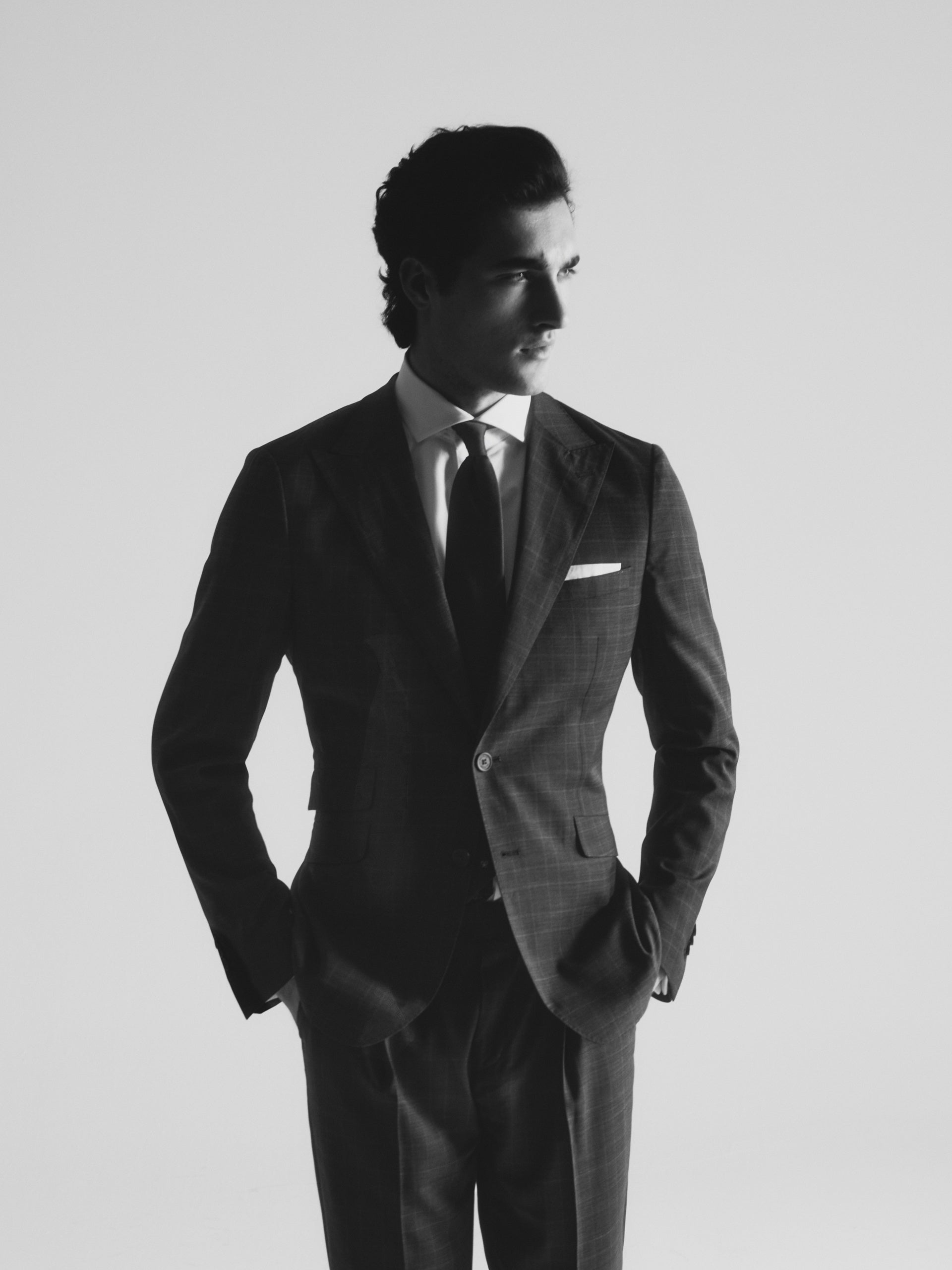 Gray prince of wales suit jacket