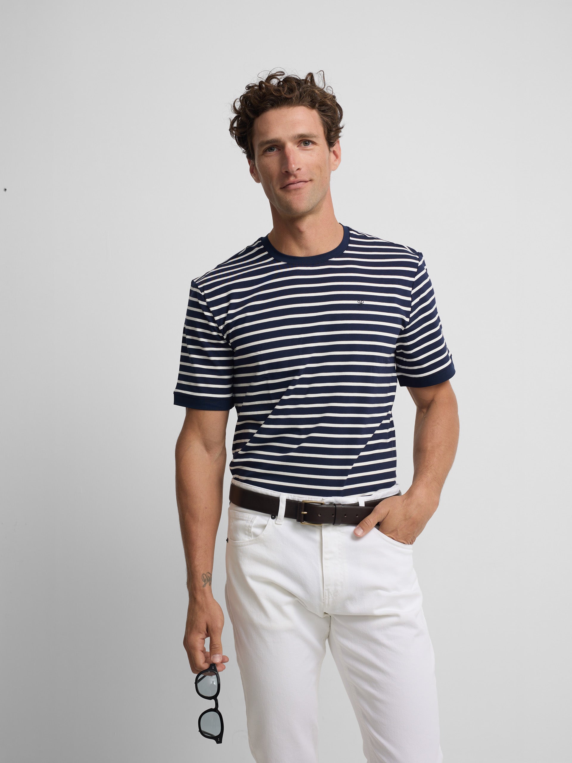 Camiseta marinera raya media azul