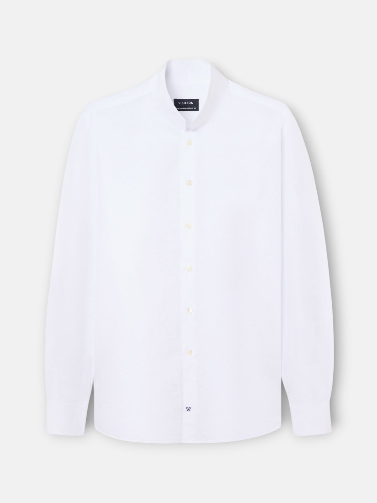 Chemise en lin unique col cheminée blanche