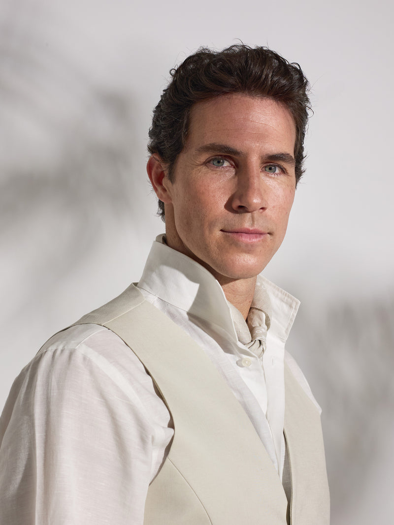 Unique stone linen suit vest