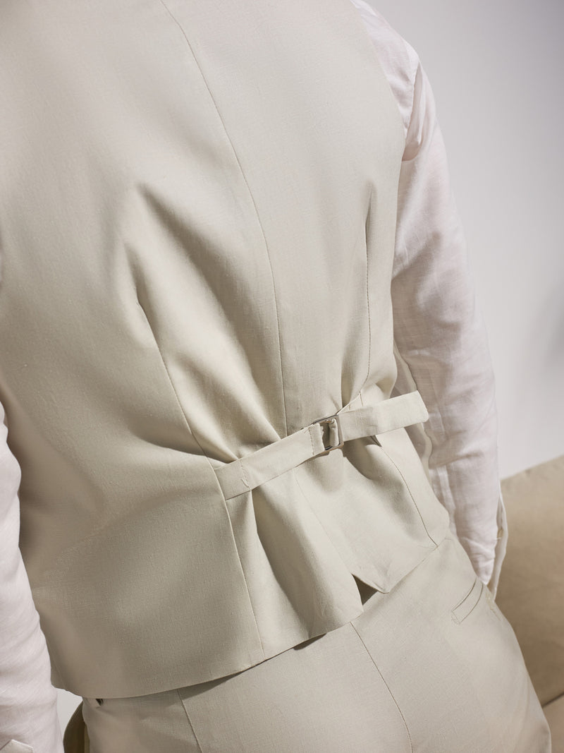 Unique stone linen suit vest