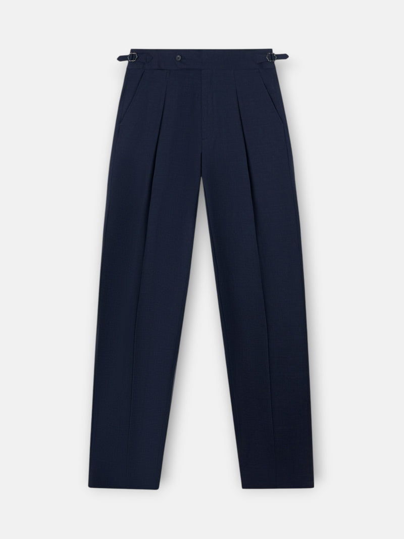 Pantalón vestir pinzas azul medio