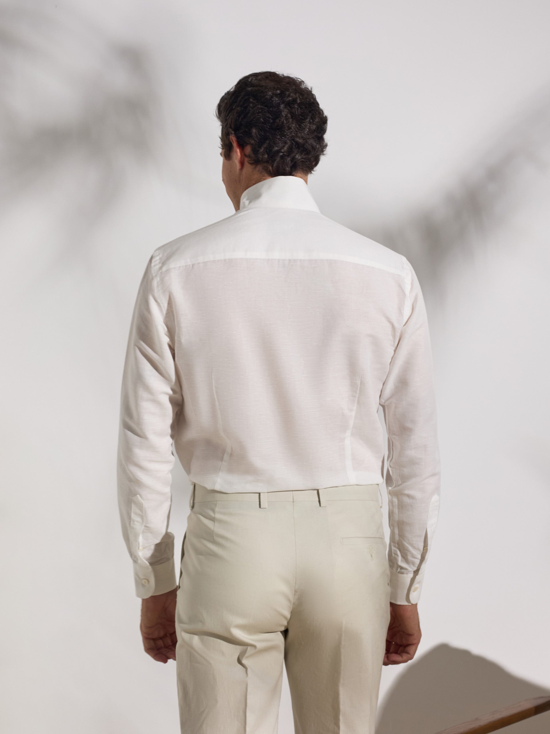 Pantalon de costume en lin unique couleur pierre