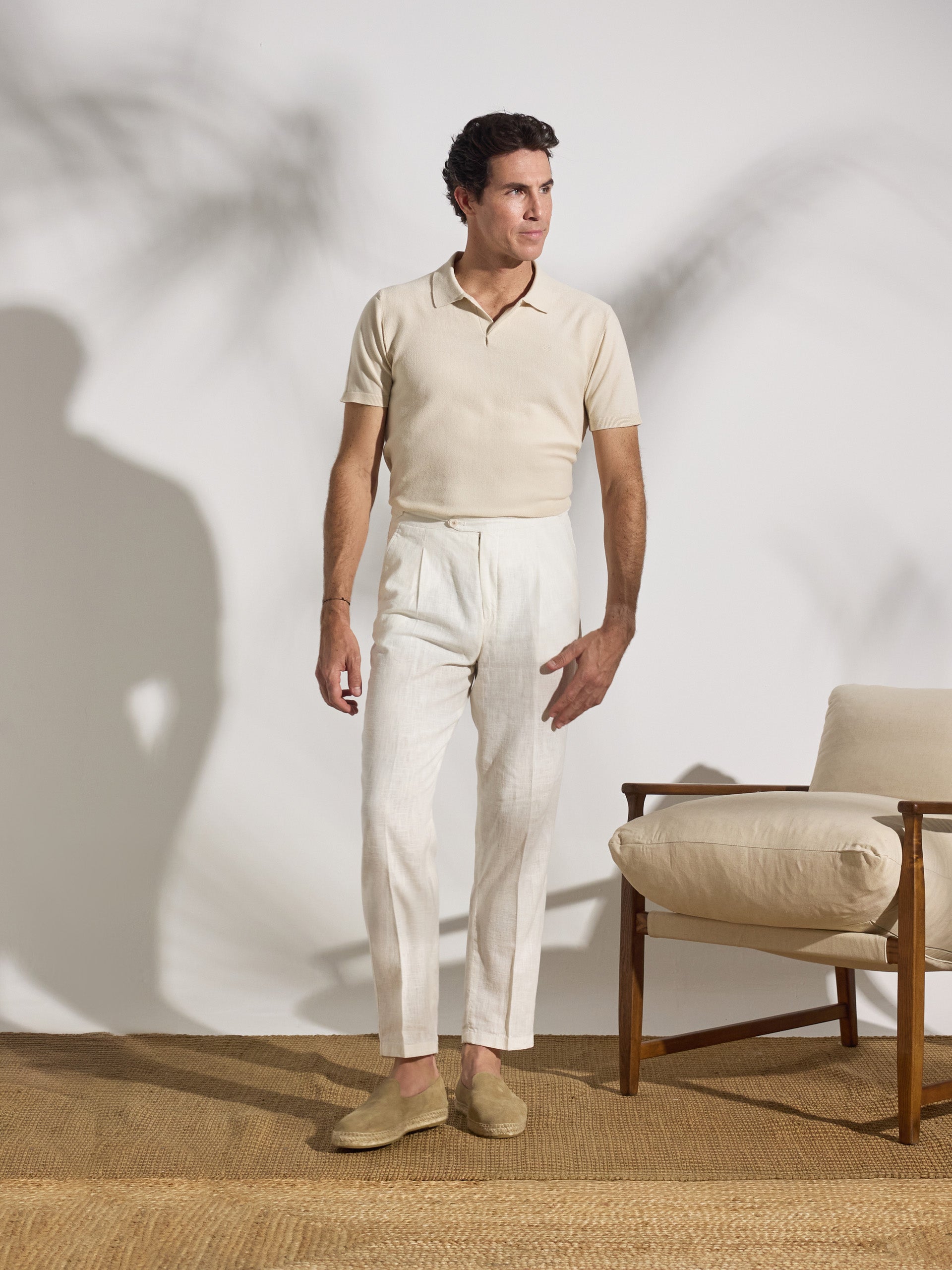 Unique pleated beige dress pants