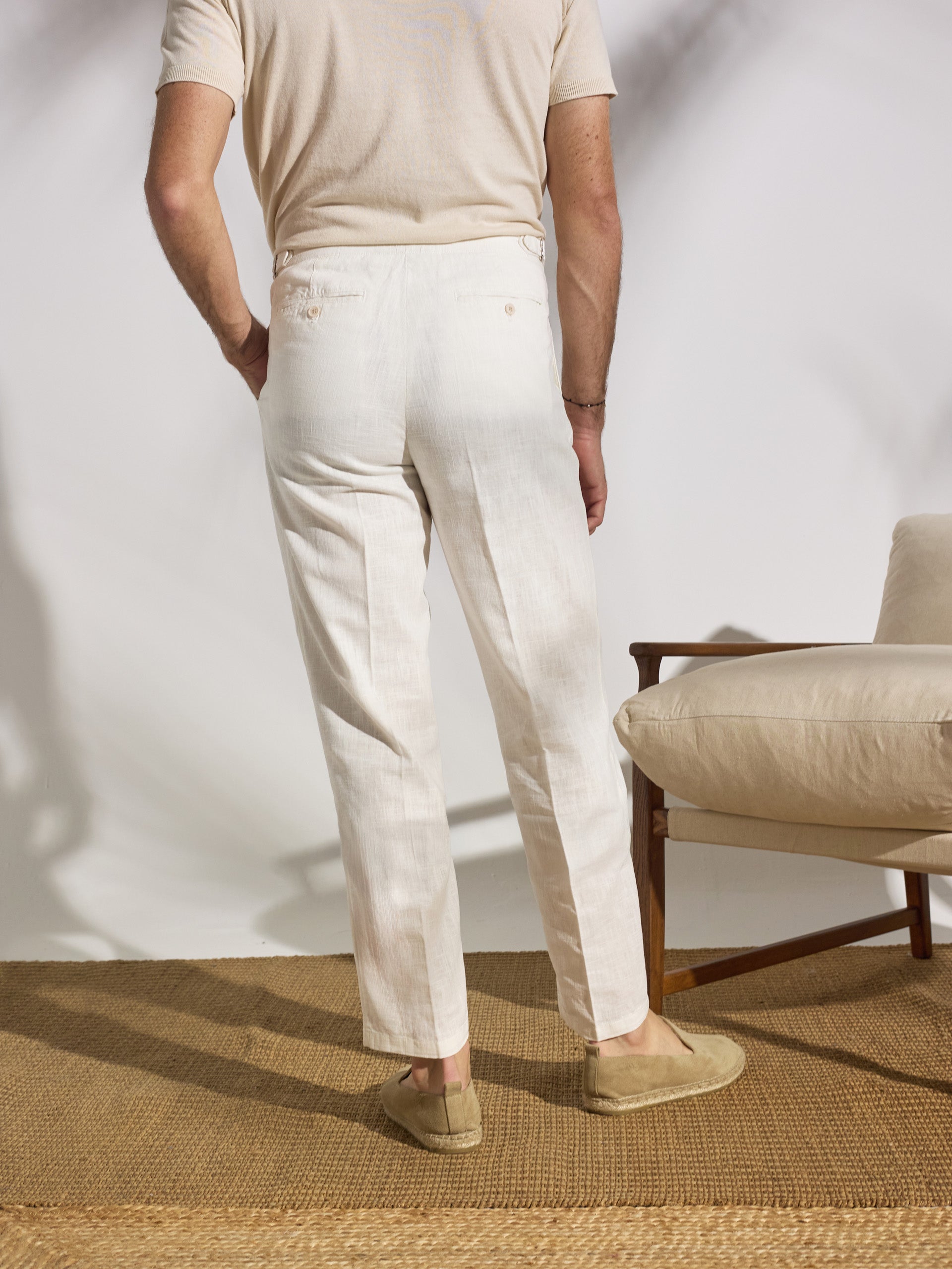 Unique pleated beige dress pants