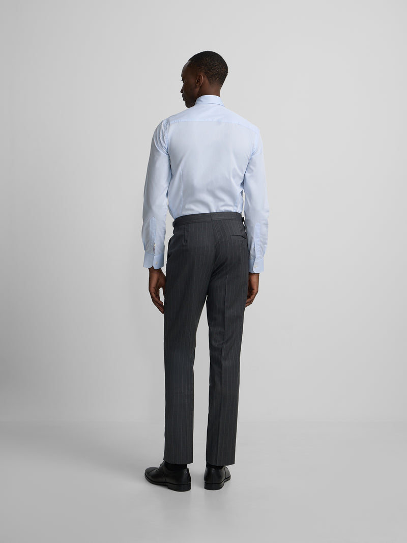 Pantalon traje cruzado raya diplomatica gris