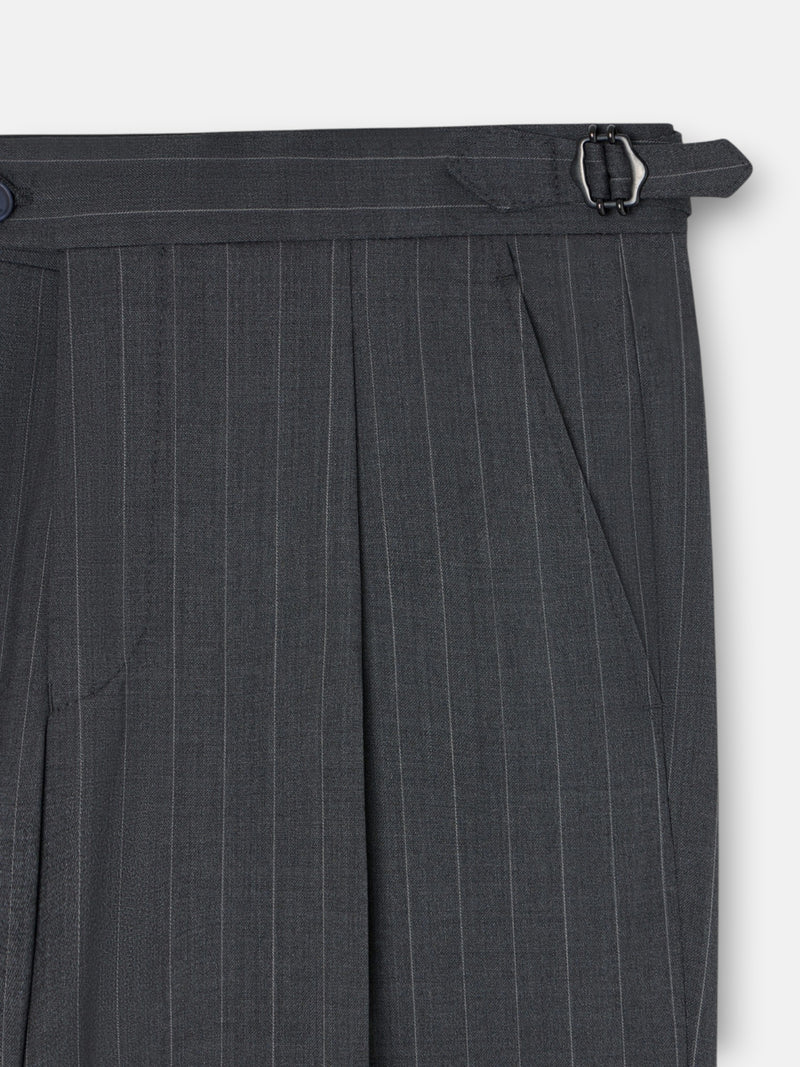 Pantalon traje cruzado raya diplomatica gris